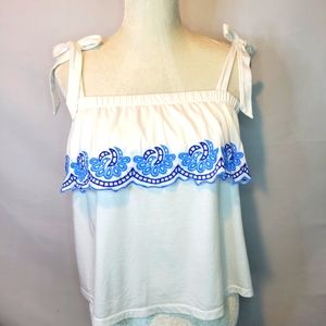 Lilly Pulitzer Benita Scalloped Tank Top Size Small Tie Adjustable Straps